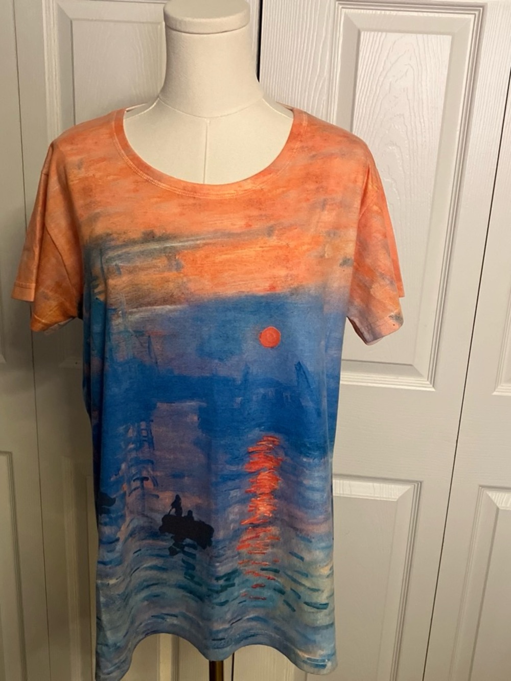 Painterly Sunset Short Sleeve Tee in Orange & Blue